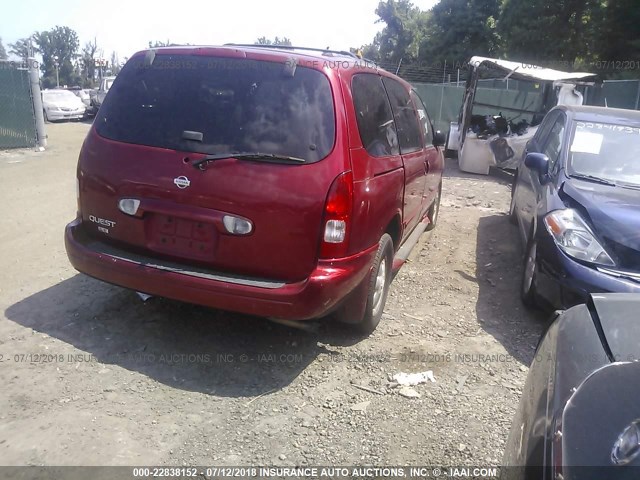 4N2ZN16TX1D831397 - 2001 NISSAN QUEST SE BURGUNDY photo 4