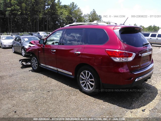 5N1AR2MN1FC710877 - 2015 NISSAN PATHFINDER S/SV/SL/PLATINUM MAROON photo 3