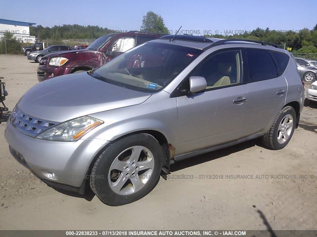 JN8AZ08W84W318149 - 2004 NISSAN MURANO SL/SE SILVER photo 2