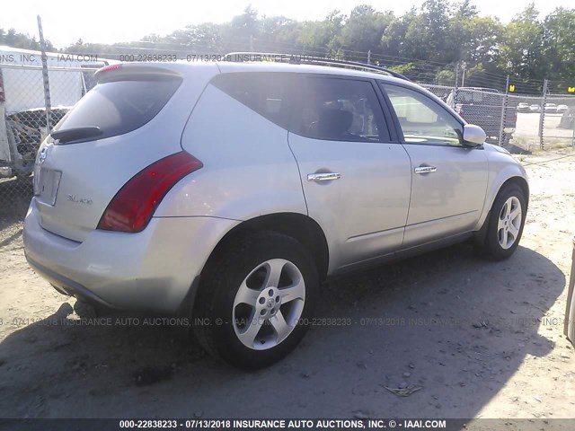 JN8AZ08W84W318149 - 2004 NISSAN MURANO SL/SE SILVER photo 4