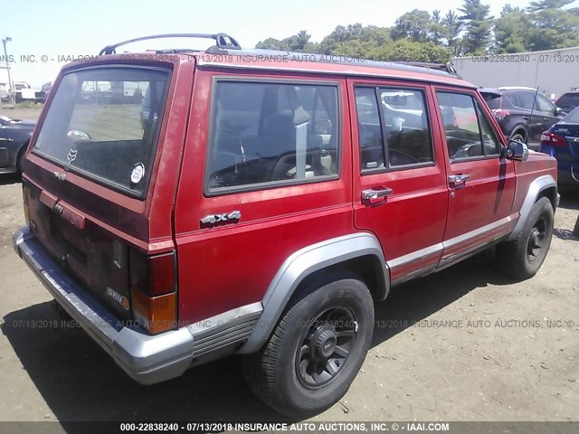 1J4FJ58S4ML561715 - 1991 JEEP CHEROKEE LAREDO RED photo 4