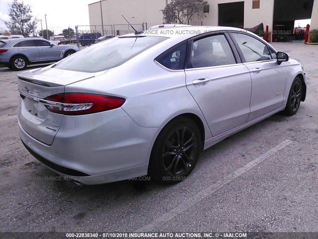 3FA6P0LU9JR146277 - 2018 FORD FUSION SE HYBRID SILVER photo 4