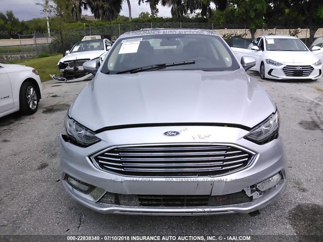 3FA6P0LU9JR146277 - 2018 FORD FUSION SE HYBRID SILVER photo 6