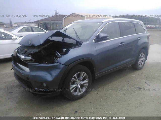 5TDJKRFH4FS127551 - 2015 TOYOTA HIGHLANDER XLE ლურჯი ფოტო 2