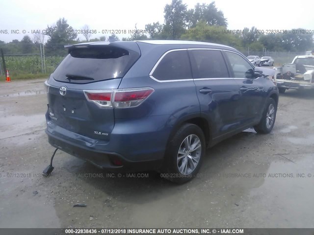 5TDJKRFH4FS127551 - 2015 TOYOTA HIGHLANDER XLE ლურჯი ფოტო 4