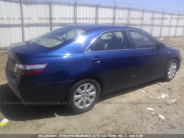 4T1BB46K67U022991 - 2007 TOYOTA CAMRY NEW GENERATION HYBRID BLUE photo 4