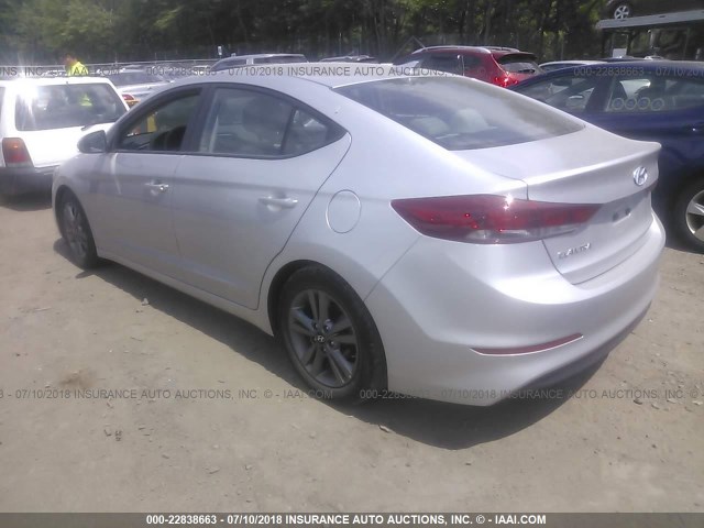 5NPD84LF3JH222165 - 2018 HYUNDAI ELANTRA SEL/VALUE/LIMITED SILVER photo 3