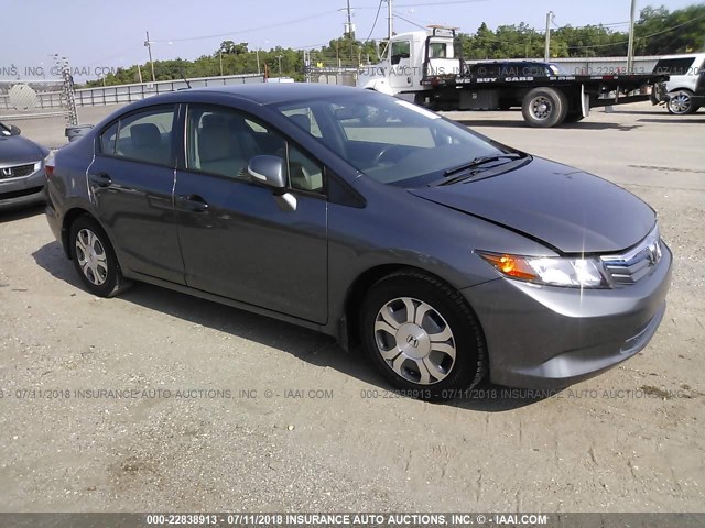 JHMFB4F35CS001388 - 2012 HONDA CIVIC HYBRID L GRAY photo 1