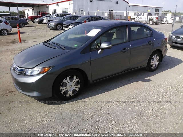 JHMFB4F35CS001388 - 2012 HONDA CIVIC HYBRID L GRAY photo 2