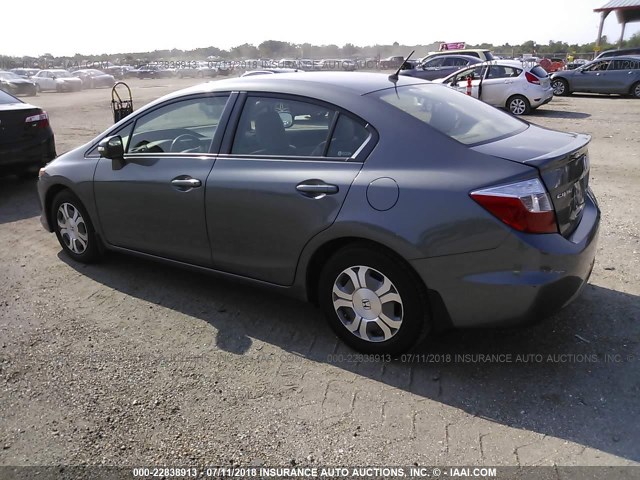 JHMFB4F35CS001388 - 2012 HONDA CIVIC HYBRID L GRAY photo 3