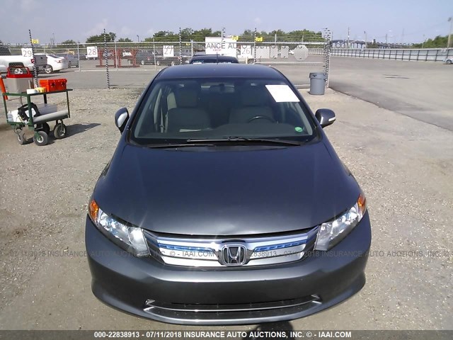 JHMFB4F35CS001388 - 2012 HONDA CIVIC HYBRID L GRAY photo 6