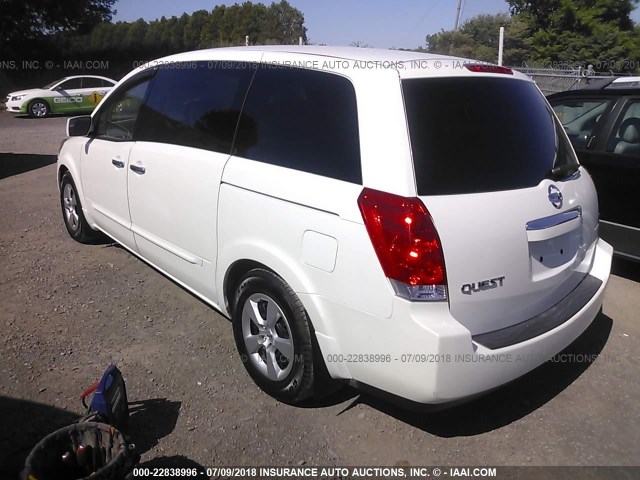 5N1BV28U97N125939 - 2007 NISSAN QUEST S/SE/SL WHITE photo 3