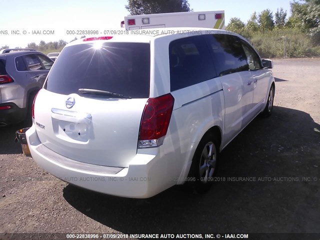 5N1BV28U97N125939 - 2007 NISSAN QUEST S/SE/SL WHITE photo 4