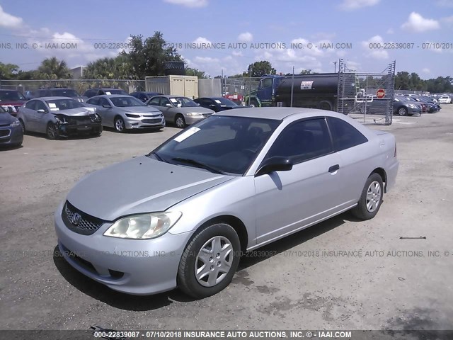 1HGEM21165L017289 - 2005 HONDA CIVIC DX VP SILVER photo 2