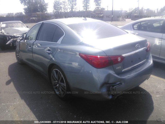 JN1AV7AR6EM701785 - 2014 INFINITI Q50 HYBRID PREMIUM/SPORT BLUE photo 3