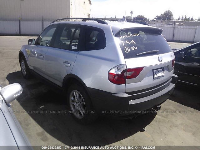 WBXPA73444WB24560 - 2004 BMW X3 2.5I SILVER photo 3