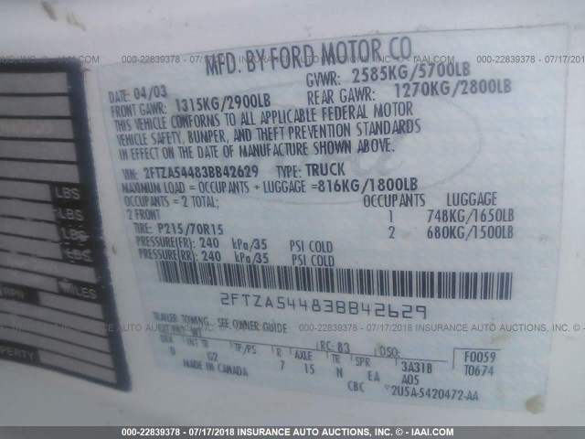 2FTZA54483BB42629 - 2003 FORD WINDSTAR WHITE photo 9