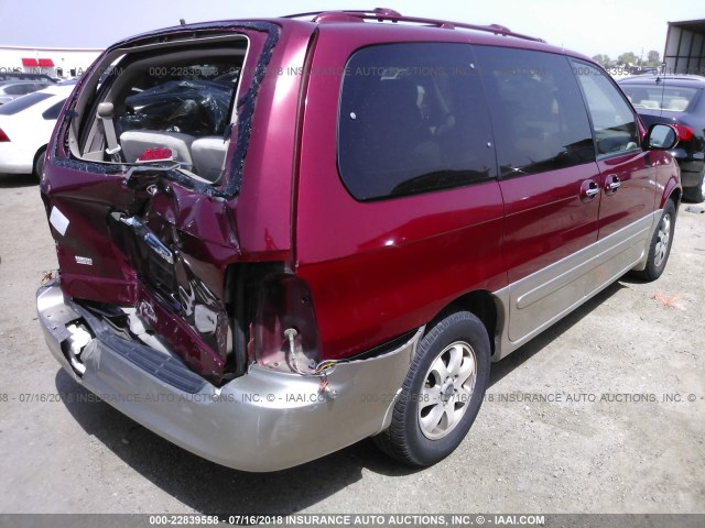 KNDUP131546601219 - 2004 KIA SEDONA EX/LX MAROON photo 4