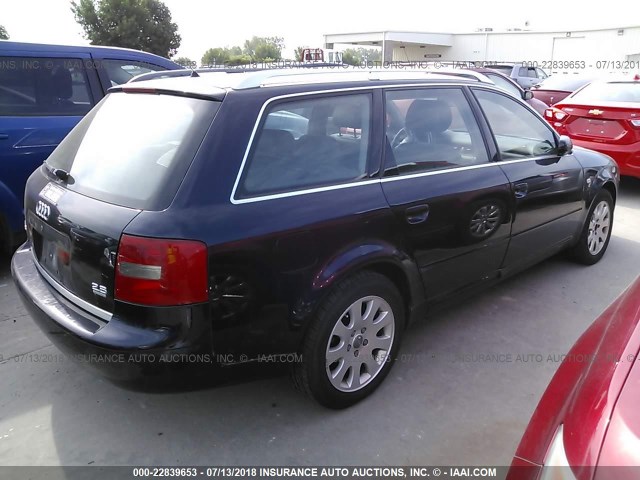 WAULH54B01N067908 - 2001 AUDI A6 2.8 AVANT QUATTRO Dark Blue photo 4