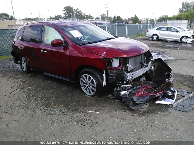 5N1AR2MM8DC684489 - 2013 NISSAN PATHFINDER S/SV/SL/PLATINUM RED photo 1