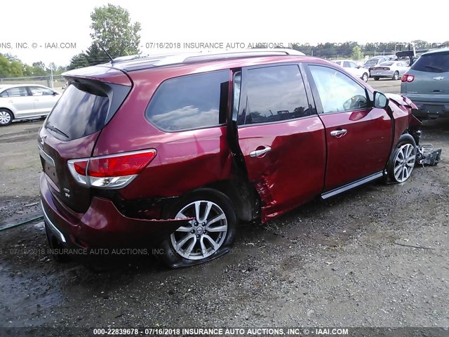 5N1AR2MM8DC684489 - 2013 NISSAN PATHFINDER S/SV/SL/PLATINUM RED photo 4
