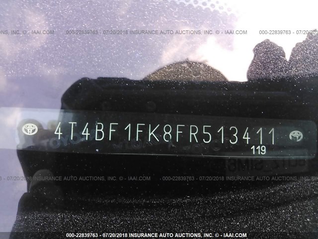 4T4BF1FK8FR513411 - 2015 TOYOTA CAMRY LE/XLE/SE/XSE SILVER photo 9