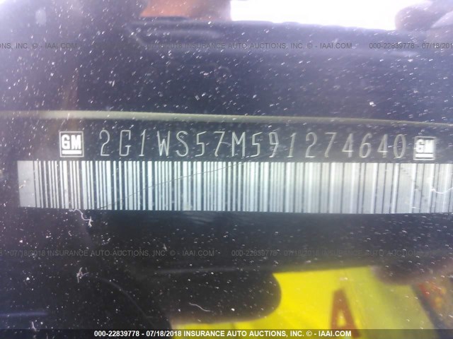 2G1WS57M591274640 - 2009 CHEVROLET IMPALA POLICE WHITE photo 9