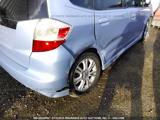 JHMGE88479S054322 - 2009 HONDA FIT SPORT BLUE photo 6