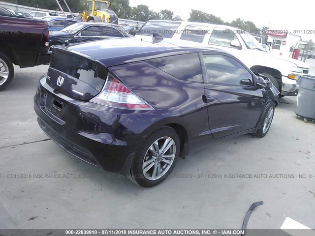 JHMZF1D64DS002109 - 2013 HONDA CR-Z EX PURPLE photo 4