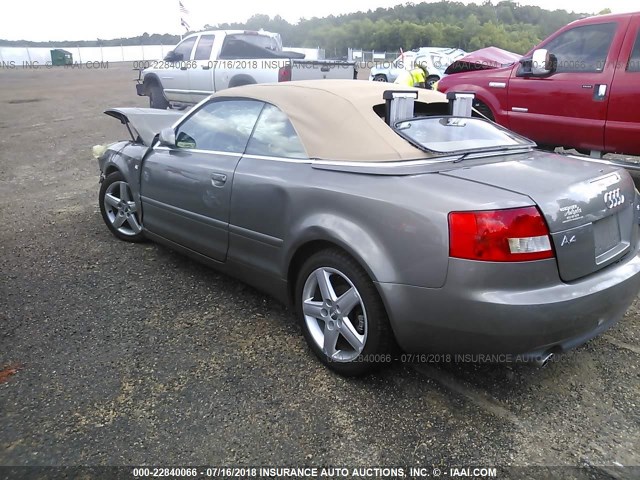 WAUAT48H35K017090 - 2005 AUDI A4 3.0 CABRIOLET GRAY photo 3