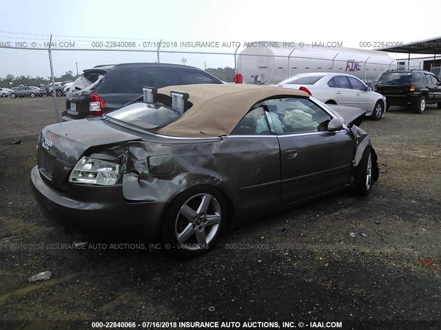 WAUAT48H35K017090 - 2005 AUDI A4 3.0 CABRIOLET GRAY photo 4