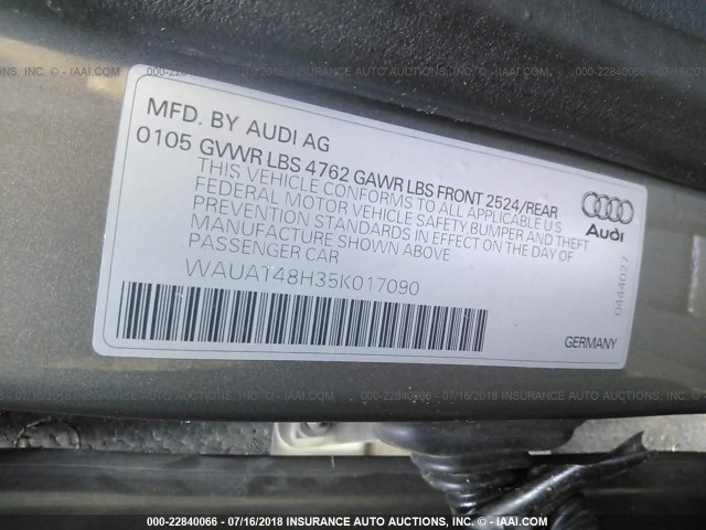 WAUAT48H35K017090 - 2005 AUDI A4 3.0 CABRIOLET GRAY photo 9