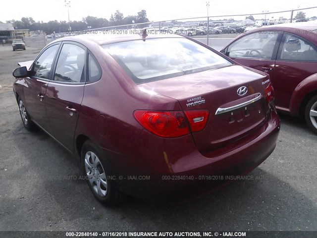 KMHDU4AD6AU952490 - 2010 HYUNDAI ELANTRA BLUE/GLS/SE RED photo 3