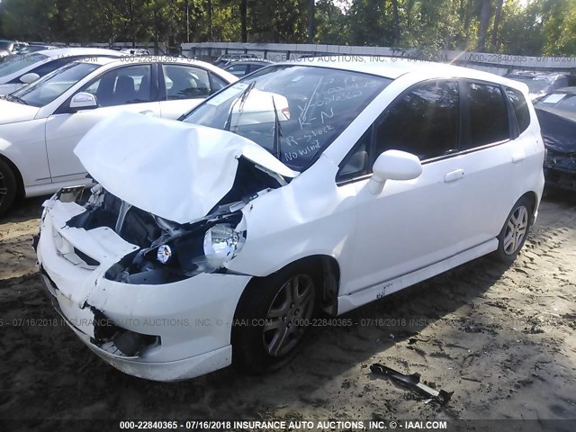 JHMGD38657S026362 - 2007 HONDA FIT S WHITE photo 2