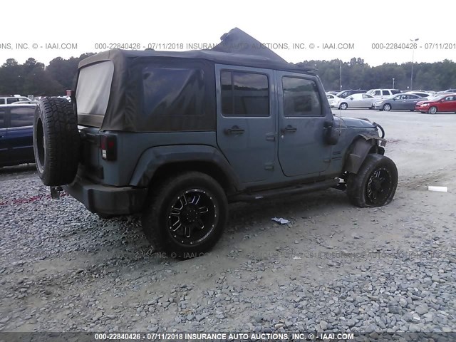 1C4BJWDGXEL104405 - 2014 JEEP WRANGLER UNLIMITE SPORT GRAY photo 4