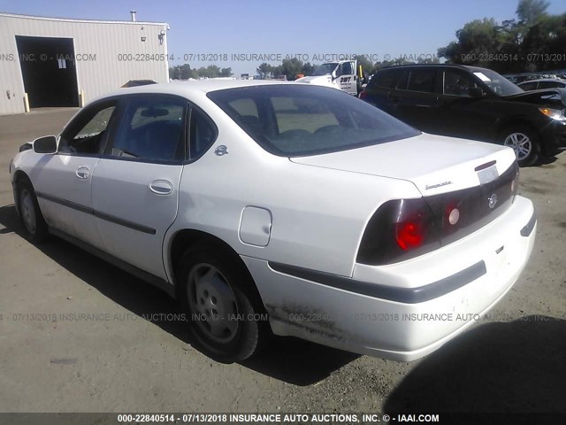 2G1WF55K919126390 - 2001 CHEVROLET IMPALA WHITE photo 3