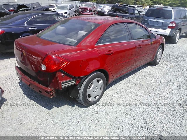 1G2ZF58B774202351 - 2007 PONTIAC G6 VALUE LEADER/BASE RED photo 4