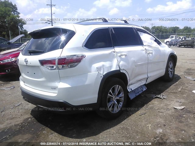 5TDKKRFHXFS076142 - 2015 TOYOTA HIGHLANDER XLE თეთრი ფოტო 4