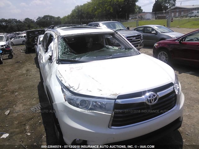 5TDKKRFHXFS076142 - 2015 TOYOTA HIGHLANDER XLE WHITE photo 6