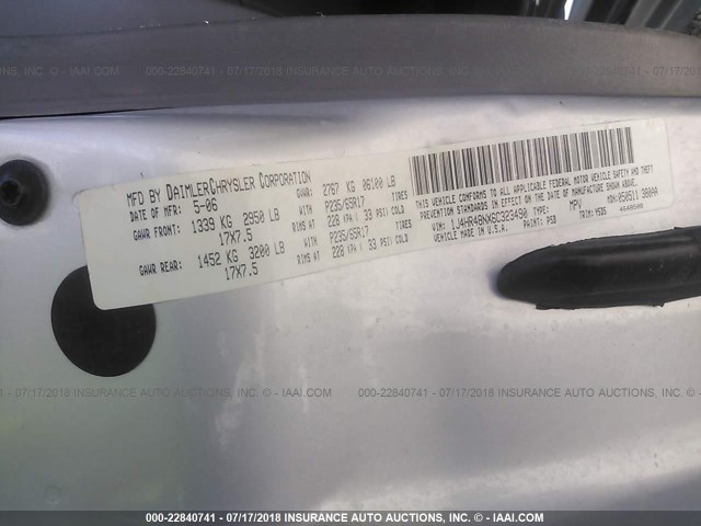 1J4HR48NX6C323490 - 2006 JEEP GRAND CHEROKEE LAREDO/COLUMBIA/FREEDOM 银色 照片 9