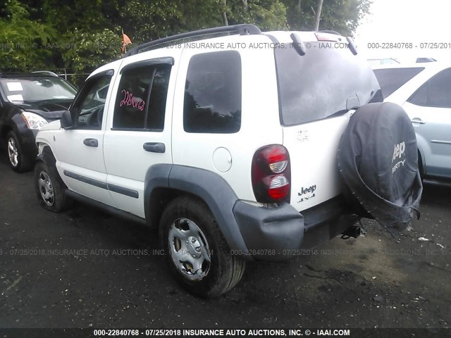 1J4GL48KX7W701519 - 2007 JEEP LIBERTY SPORT WHITE photo 3