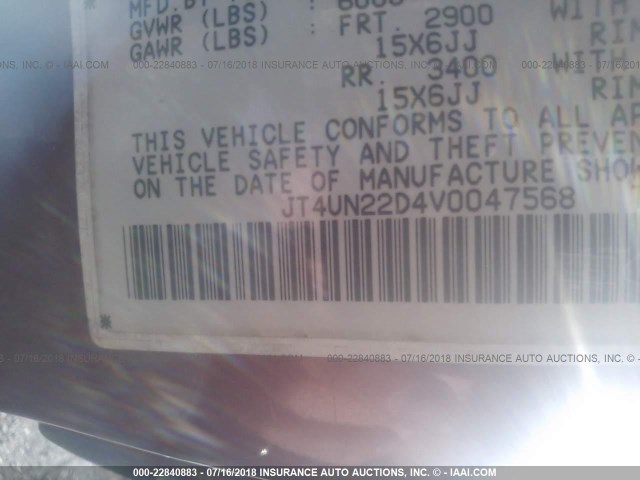 JT4UN22D4V0047568 - 1997 TOYOTA T100 XTRACAB RED photo 9