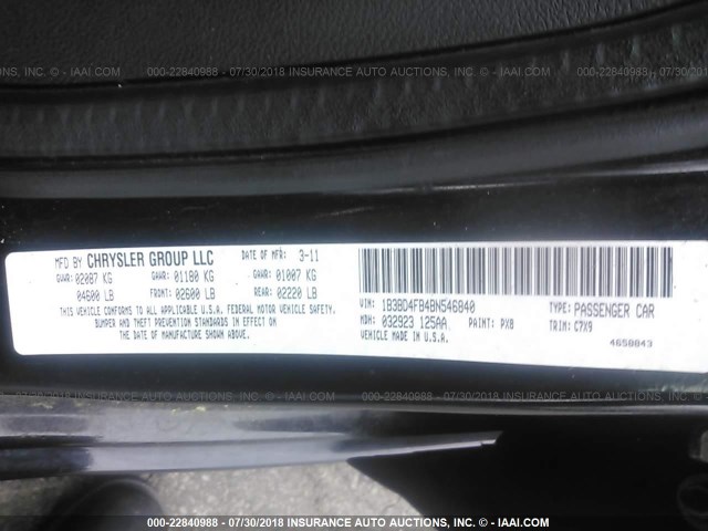 1B3BD4FB4BN546840 - 2011 DODGE AVENGER EXPRESS 黑色 照片 9