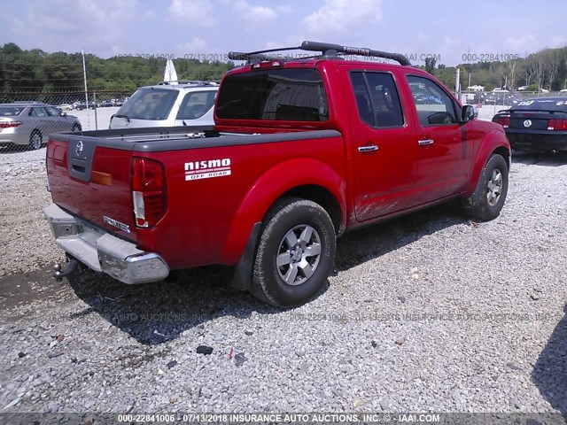 1N6AD07U16C464291 - 2006 NISSAN FRONTIER CREW CAB LE/SE/OFF ROAD RED photo 4