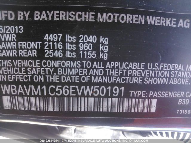 WBAVM1C56EVW50191 - 2014 BMW X1 SDRIVE28I GRAY photo 9