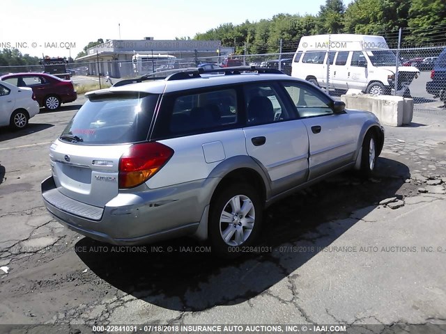 4S4BP61C057343532 - 2005 SUBARU LEGACY OUTBACK 2.5I SILVER photo 4