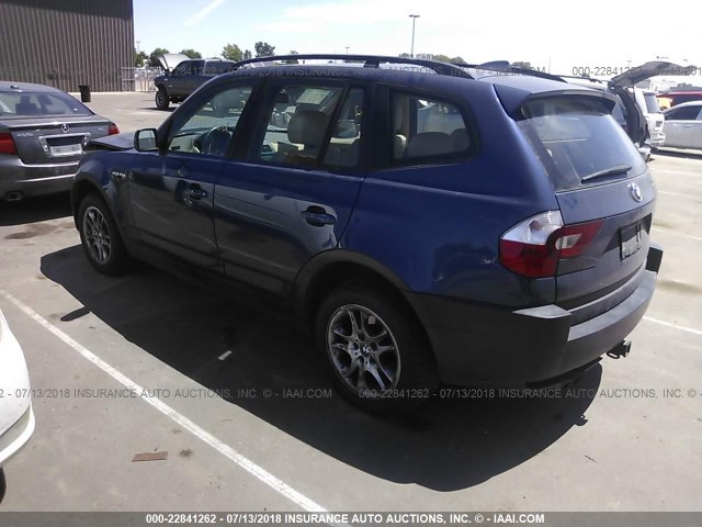 WBXPA73414WC35261 - 2004 BMW X3 2.5I BLUE photo 3