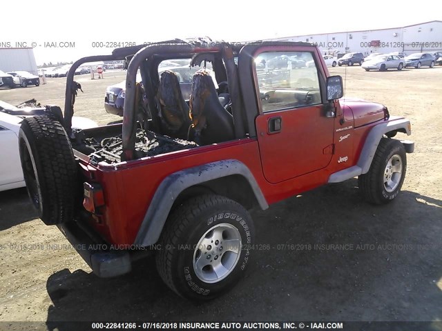 1J4FA49S82P705653 - 2002 JEEP WRANGLER / TJ SPORT RED photo 4