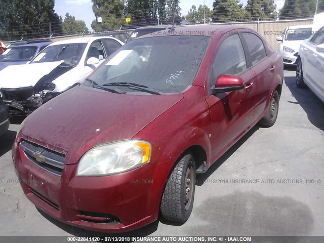 KL1TD56E49B331819 - 2009 CHEVROLET AVEO LS/LT RED photo 2