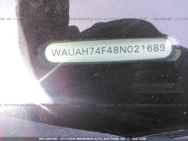 WAUAH74F48N021689 - 2008 AUDI A6 3.2 BLACK photo 9